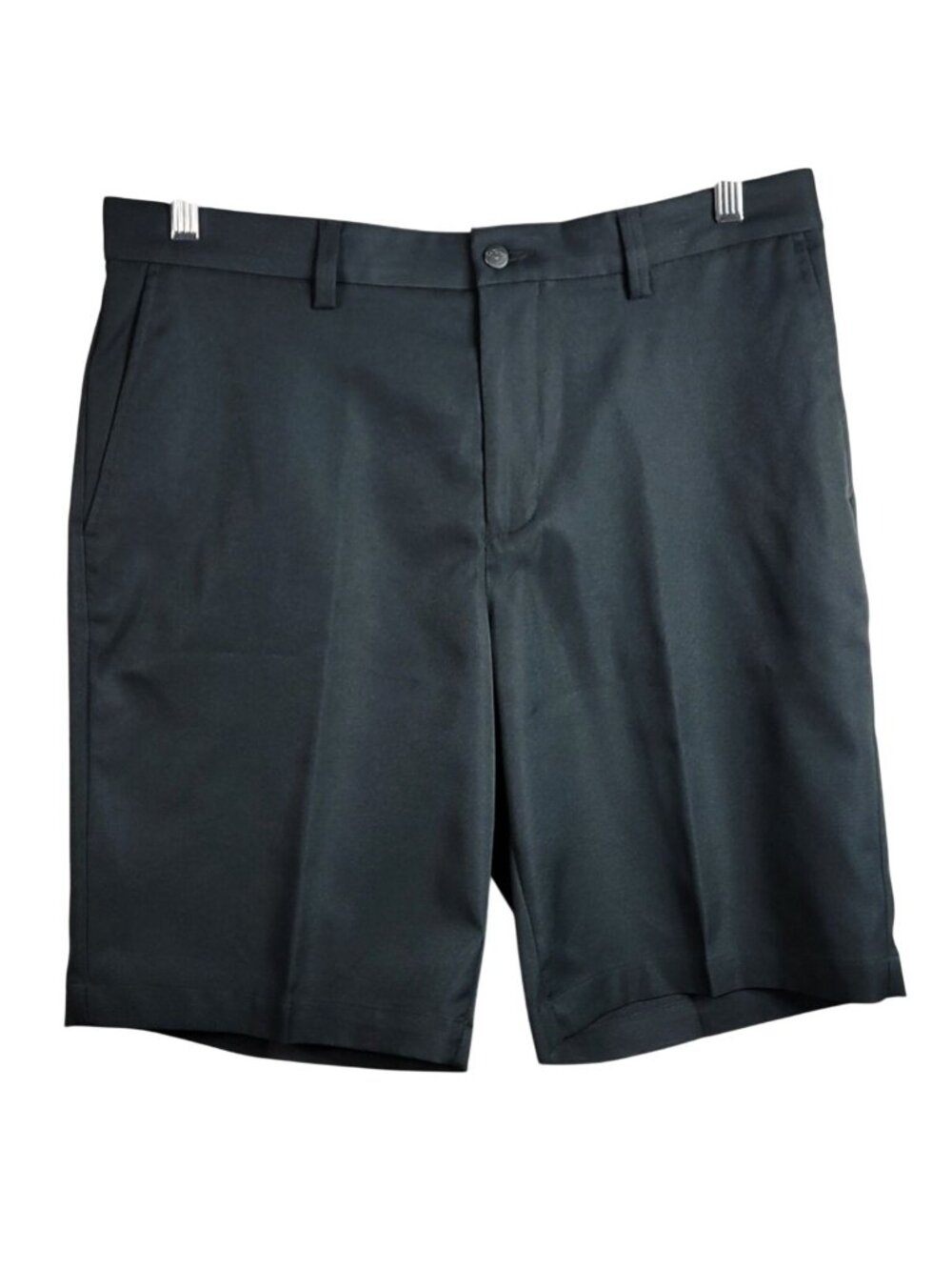 Callaway Men Golf Shorts Black 34 Wicking Flat Front Pockets Zipper 10" Inseam